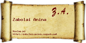 Zabolai Anina névjegykártya